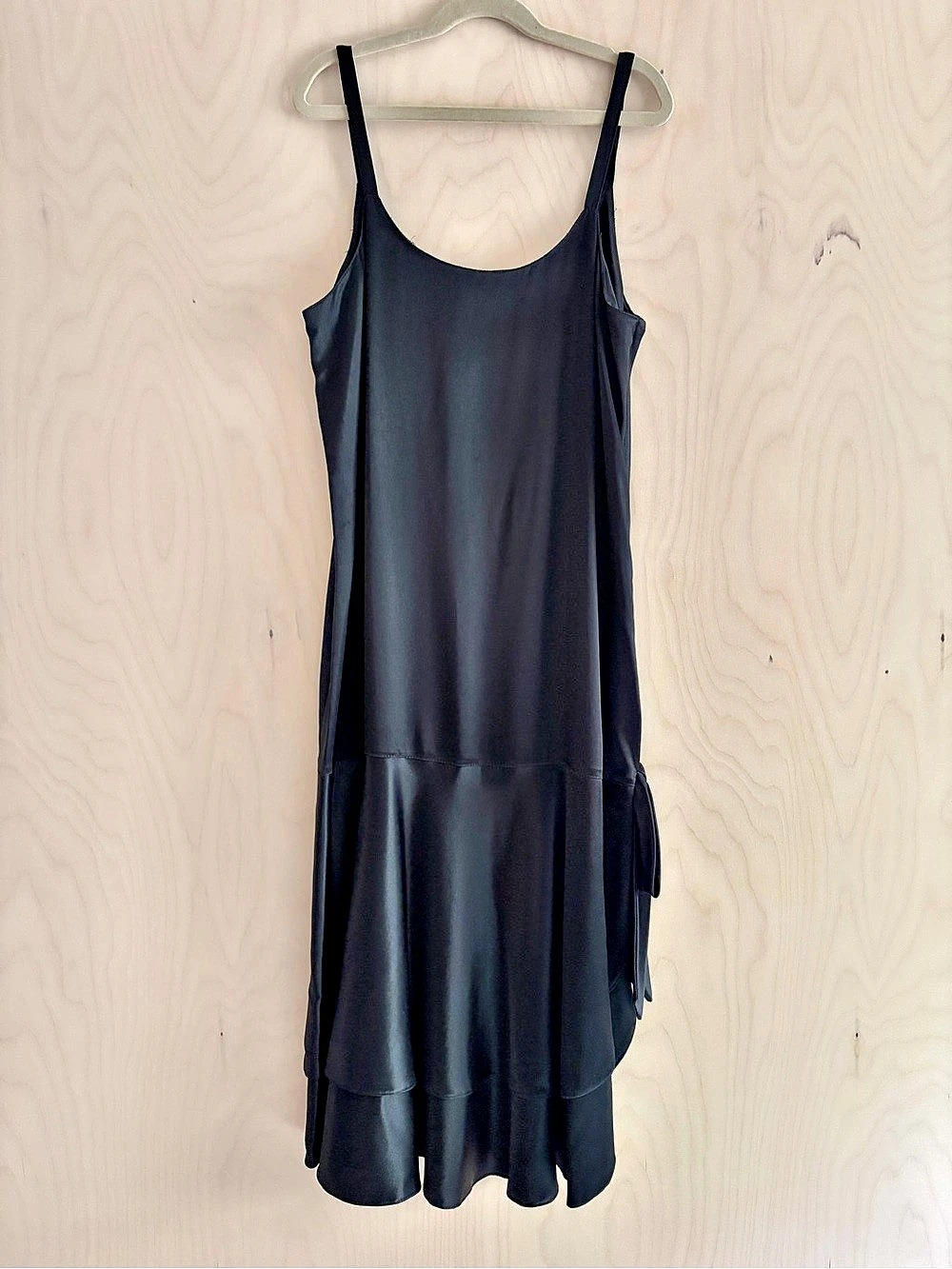 Albert Nipon Satin Drop Waist Dress with Bow